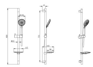 Комплект для душа Aquatek Вега AQ1076CR 3 в 1 AQ1066CR+AQ2454CR+AQ2011CR хром